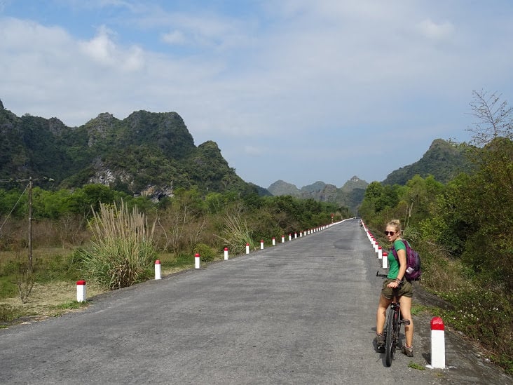 Girl cycling in Vietnam