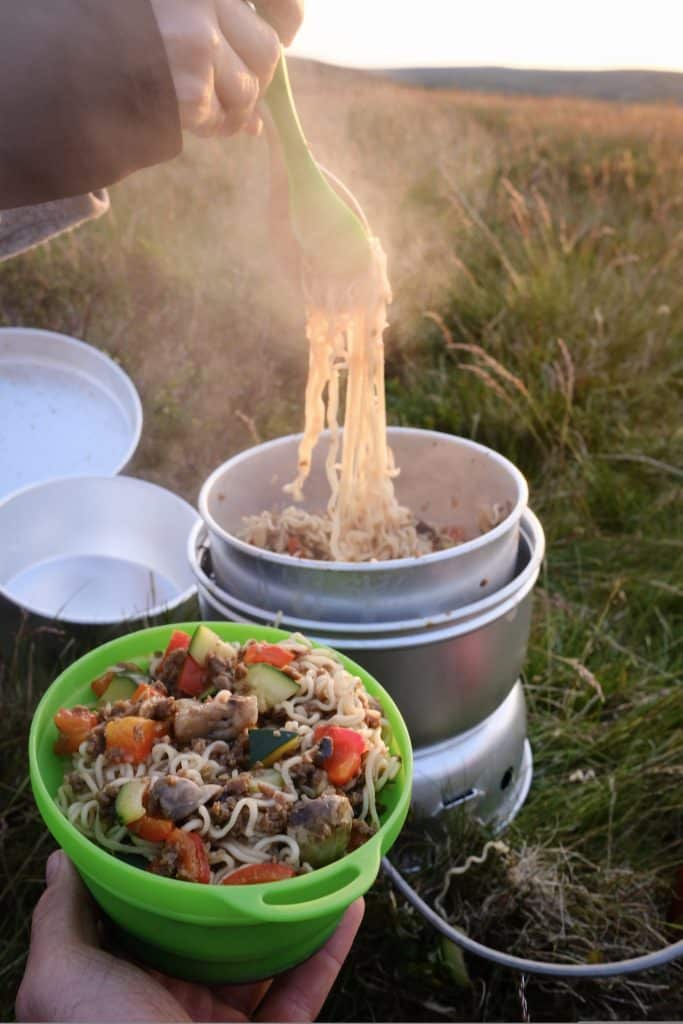 Vegan camping dinner