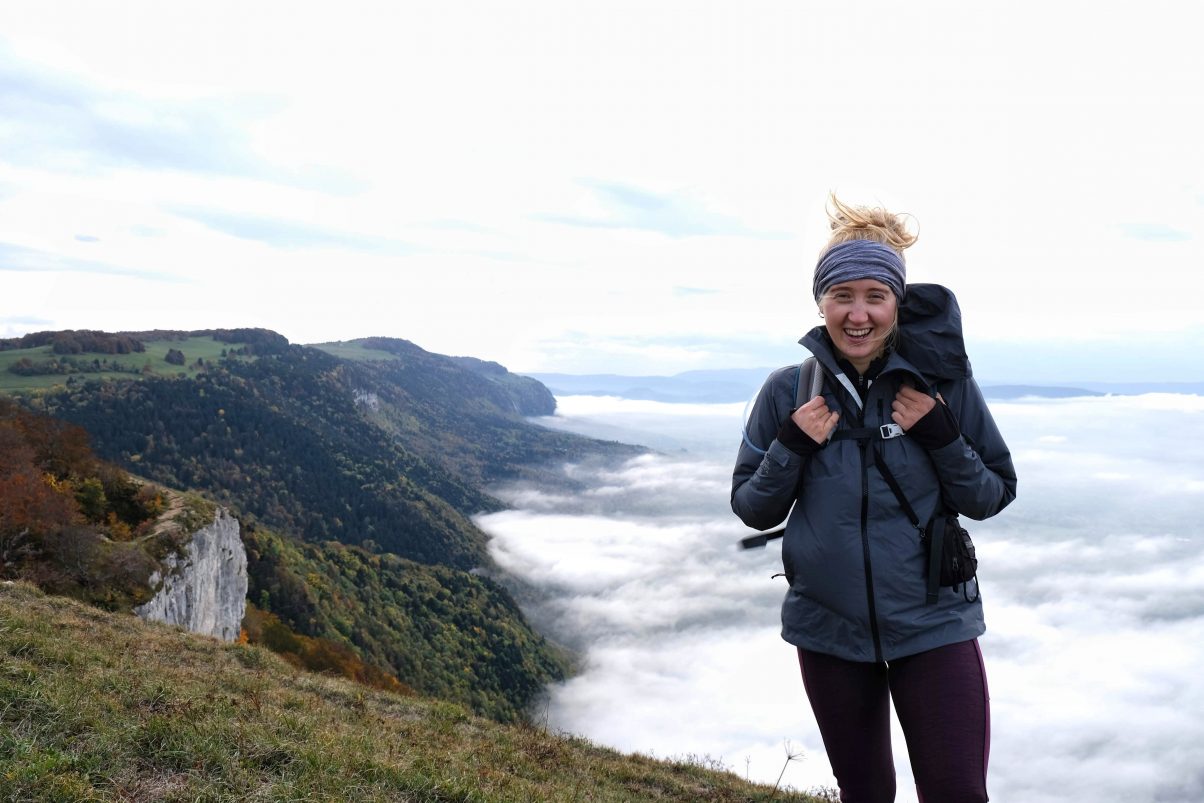 Girl on day hiking in French Alps