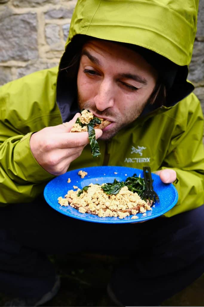 Vegan camping breakfast