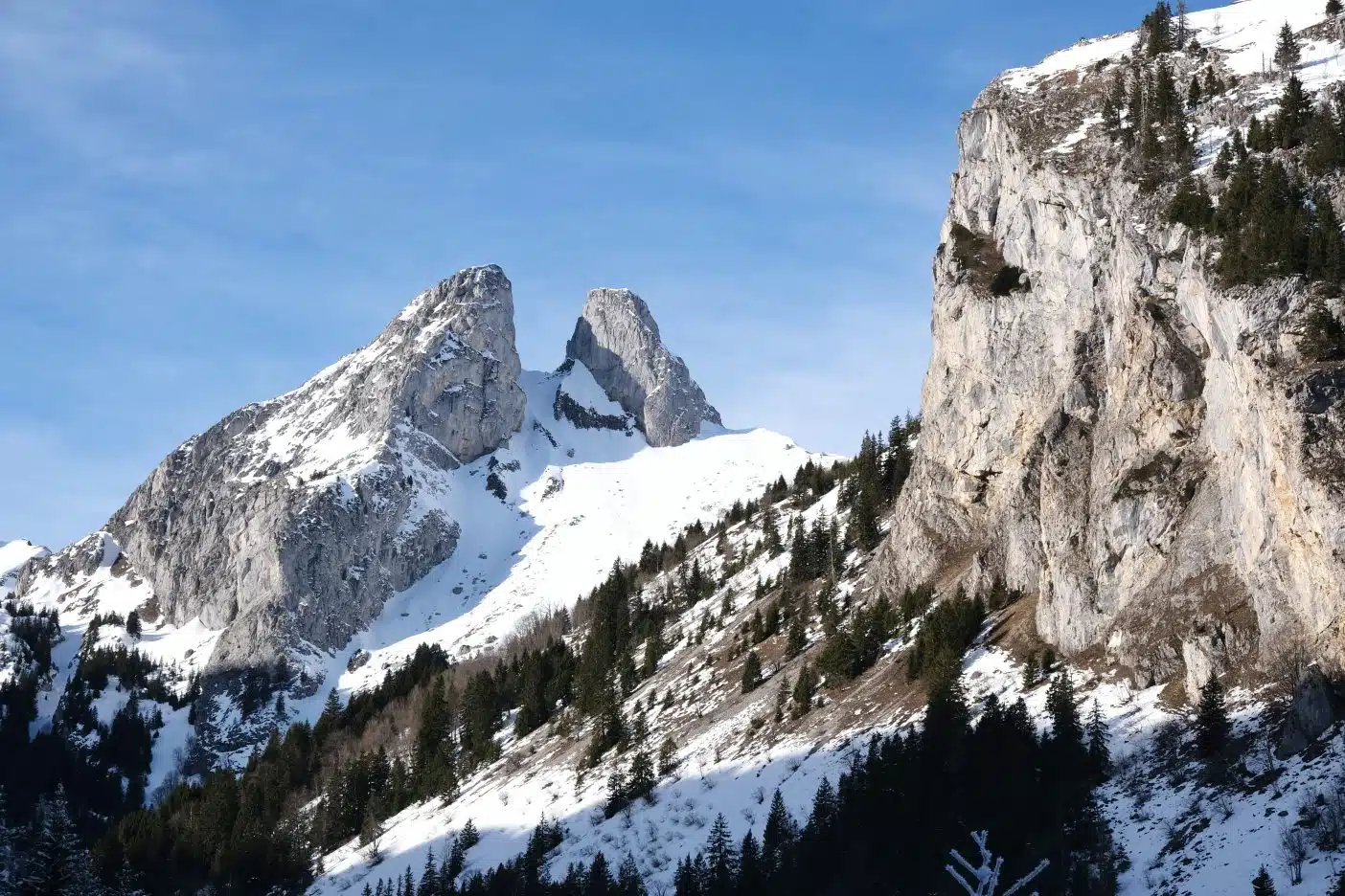 Le Grammont mountain in winter 