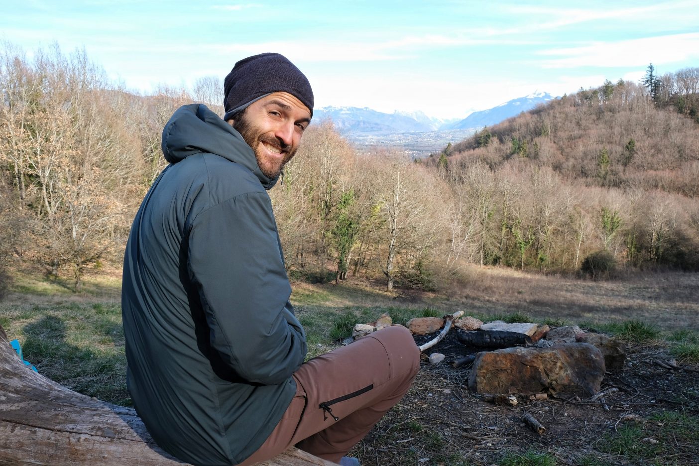 Hiker sitting in French Alps