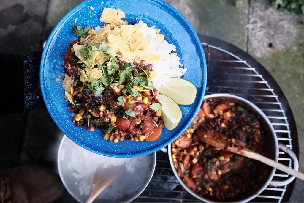 vegan chili sin carne campfire recipe