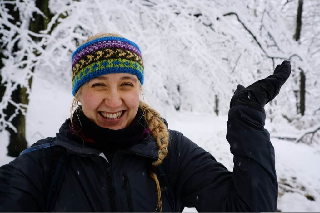 Girl laughing in the snow