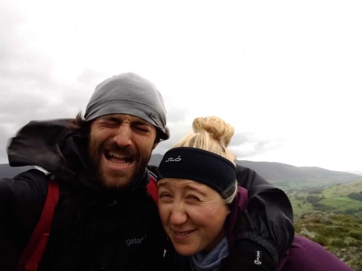 Hikers in bad weather