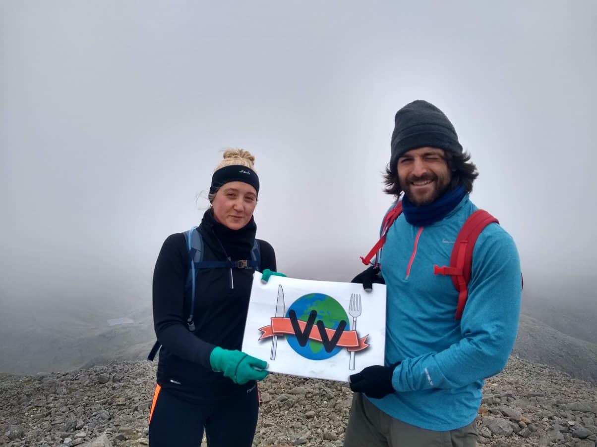 Hikers at the top of scafell pike