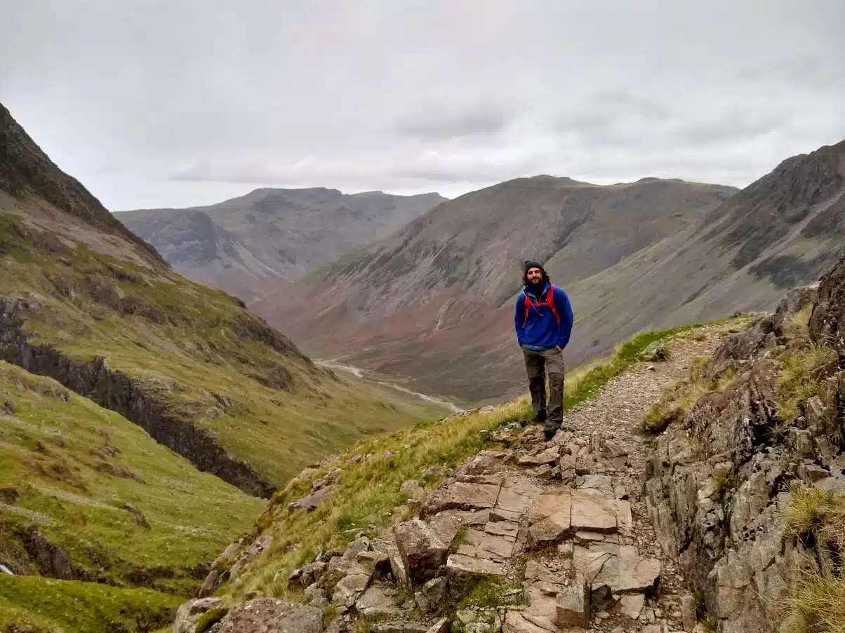 Man hiking in the Peak District wearing a Berghaus Fleece