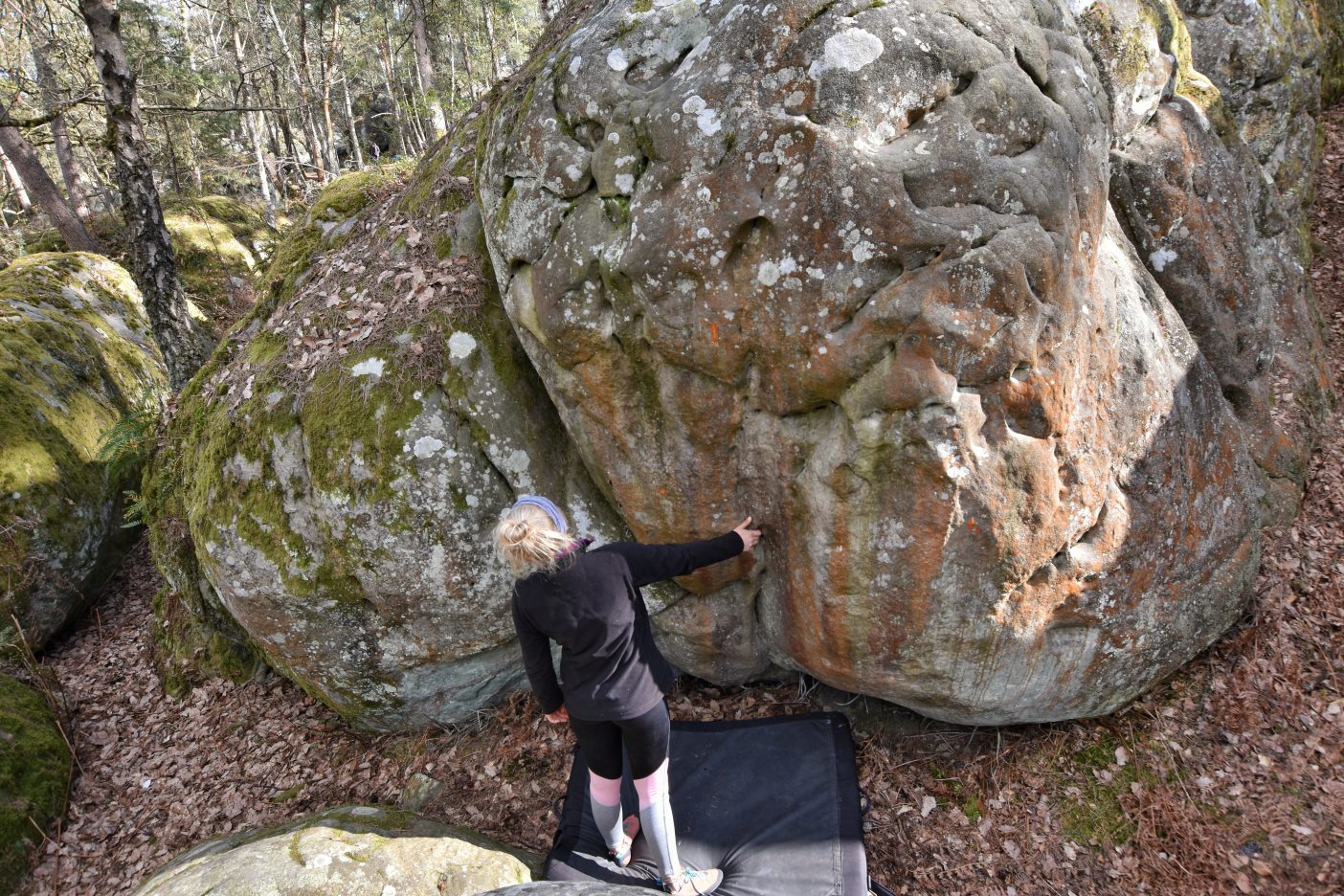 Girl bouldering 