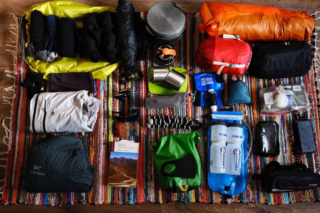 Laid out vegan and sustainable outdoor gear