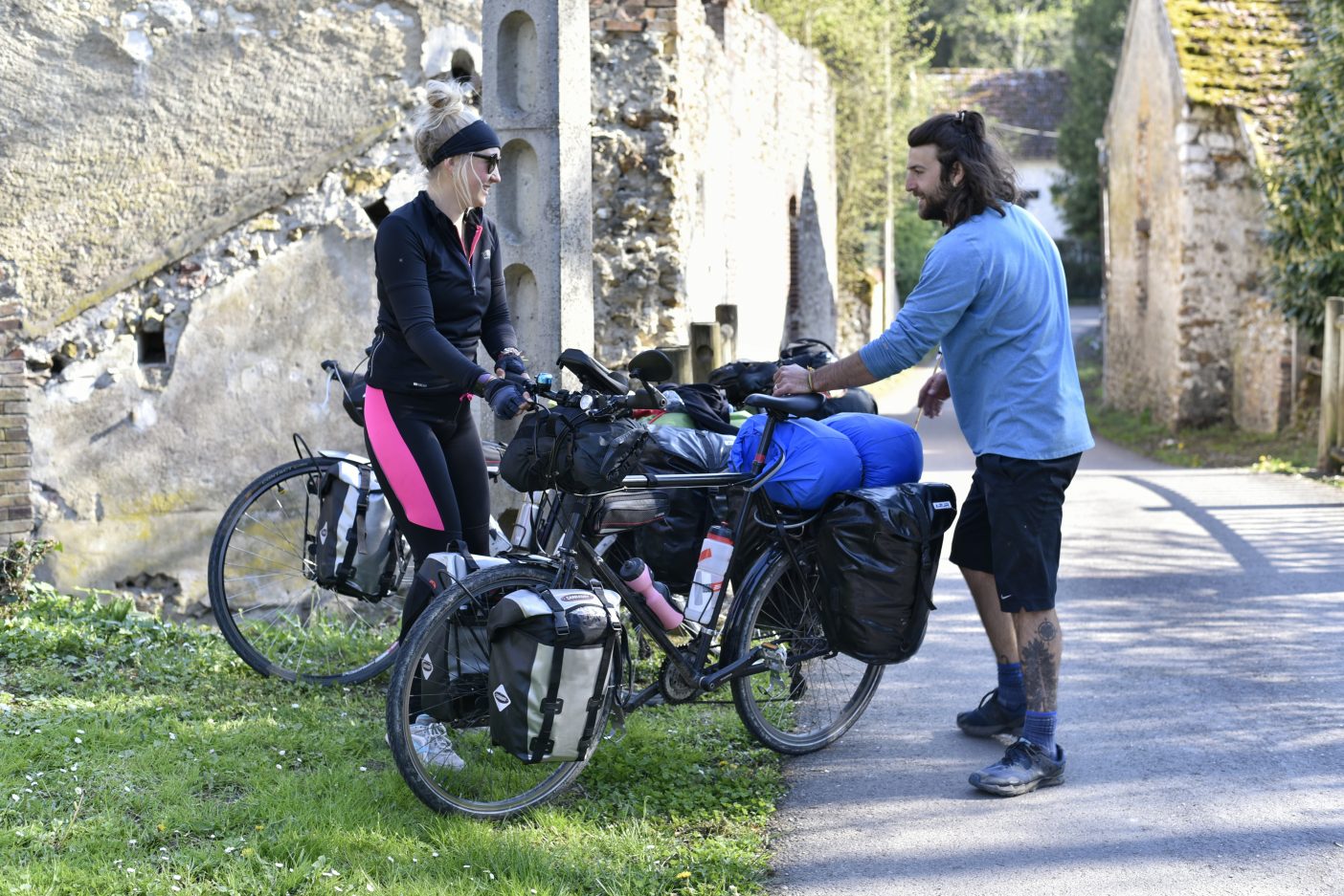 Bike tourers on road
