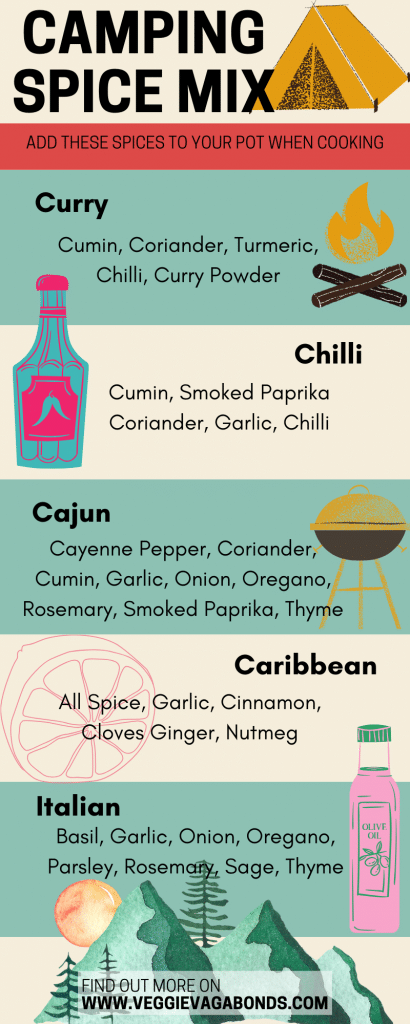 Vegan camping food spice mixes infographic 