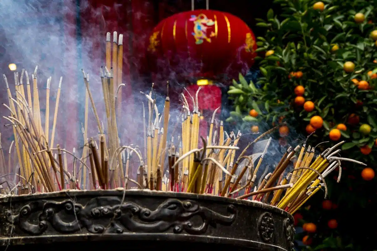 Incense in vietnam buddhist temple